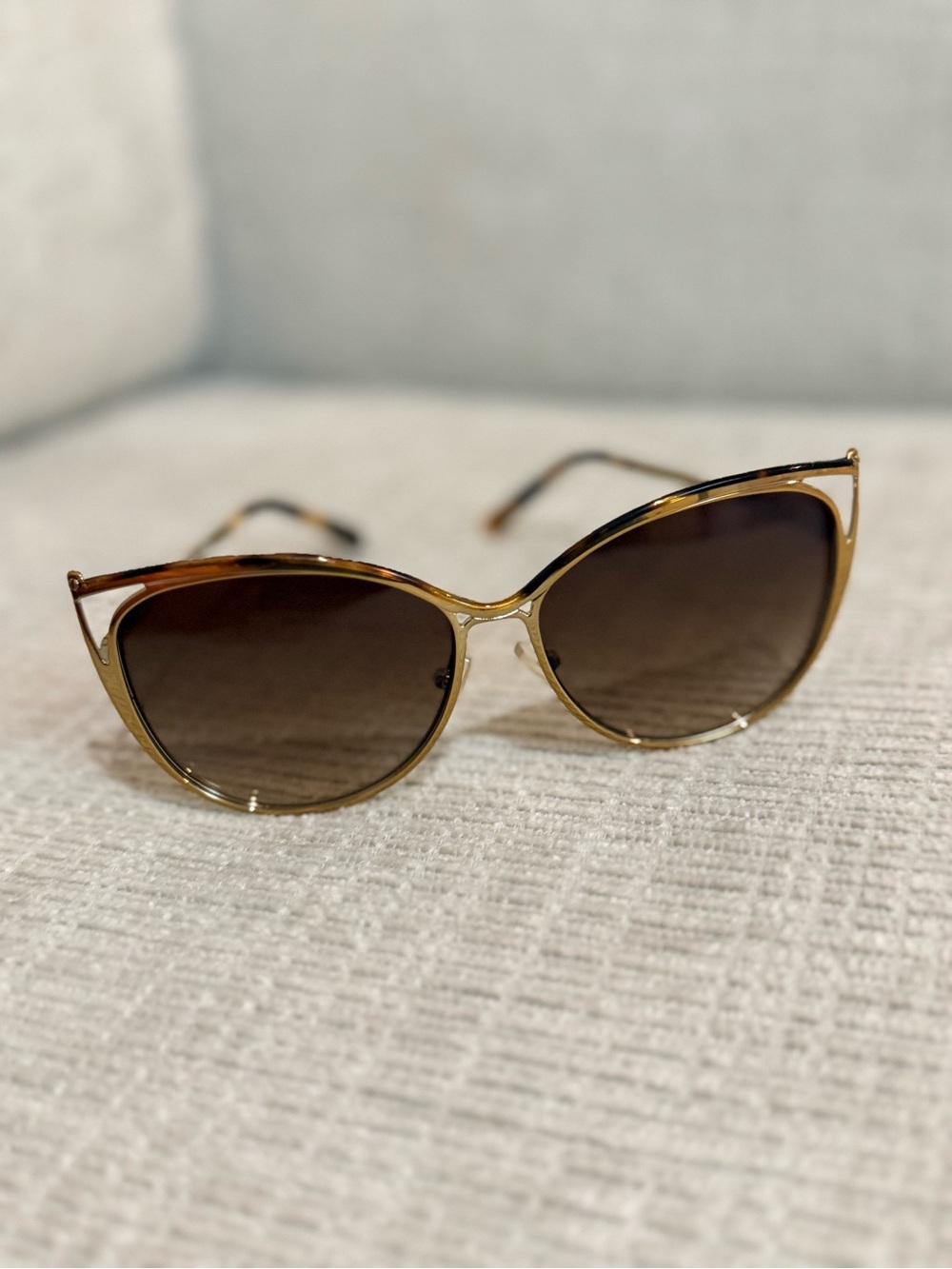 Michael Kors Gold-Tone Cat Eye Sunglasses with Brown Gradient Lenses